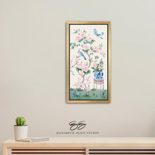 Load image into Gallery viewer, June, an ivory chinoiserie canvas wrap, available framed
