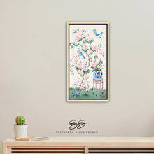 Load image into Gallery viewer, June, an ivory chinoiserie canvas wrap, available framed
