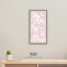 Load image into Gallery viewer, June, a tonal pink chinoiserie canvas wrap, available framed
