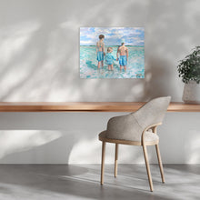 Load image into Gallery viewer, Three kids in the aqua water, a fine art print on paper
