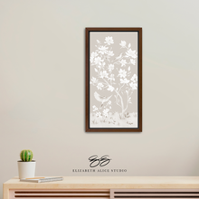 Load image into Gallery viewer, May, a tonal beige chinoiserie canvas wrap, available framed

