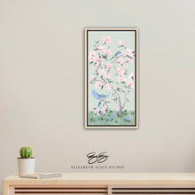 Load image into Gallery viewer, May, a green chinoiserie canvas wrap, available framed
