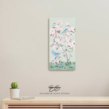 Load image into Gallery viewer, May, a green chinoiserie canvas wrap, available framed
