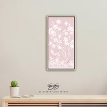 Load image into Gallery viewer, May, a tonal pink chinoiserie canvas wrap, available framed

