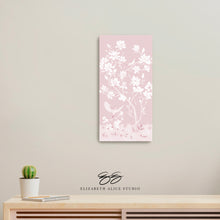 Load image into Gallery viewer, May, a tonal pink chinoiserie canvas wrap, available framed
