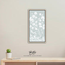 Load image into Gallery viewer, May, a tonal green chinoiserie canvas wrap, available framed
