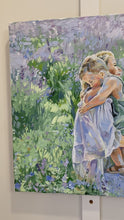 Load and play video in Gallery viewer, Mother&#39;s Embrace, Original painting of mother and son in a field of wildflowers - 24 x 36 with FREE frame
