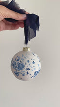 Load and play video in Gallery viewer, Blue vintage rose hand-painted ornament, made to order
