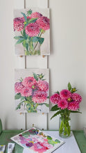 Load and play video in Gallery viewer, No. 400 Pink decorative dahlias no. 2, 11 x 14 + dahlia seeds
