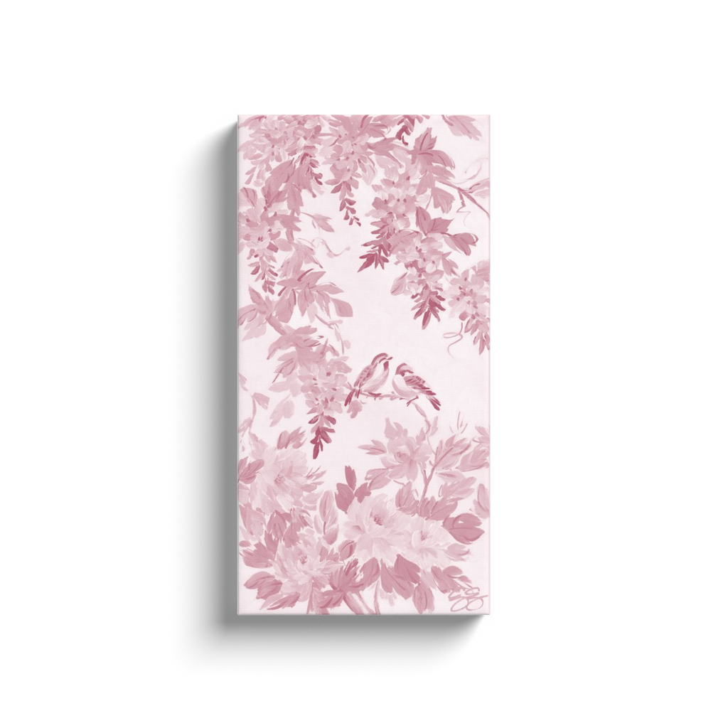Amelia, a pink chinoiserie canvas wrap print