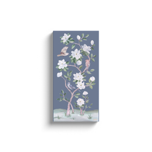 Load image into Gallery viewer, Songbirds and Magnolias, a dark blue chinoiserie canvas wrap
