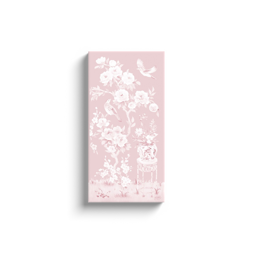 June, a tonal pink chinoiserie canvas wrap