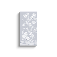 April, a tonal blue chinoiserie canvas wrap, available framed