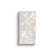 April, a tonal beige chinoiserie canvas wrap, available framed