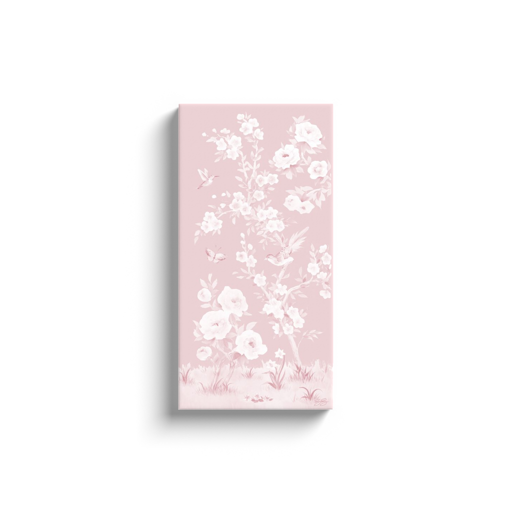 April, a tonal pink chinoiserie canvas wrap