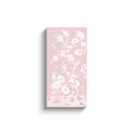 April, a tonal pink chinoiserie canvas wrap, available framed