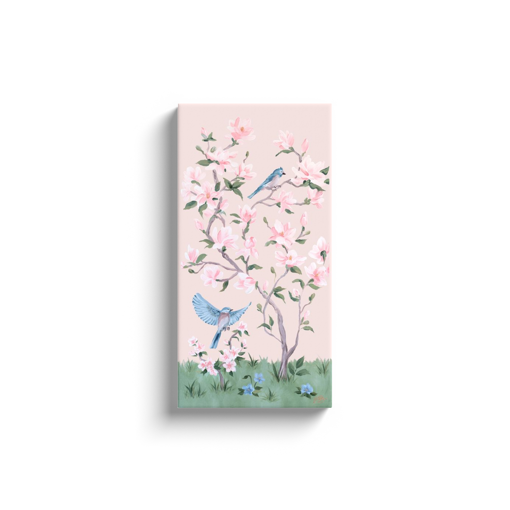May, a pink chinoiserie canvas wrap
