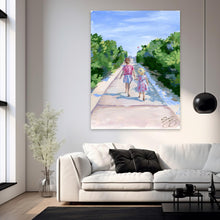 Load image into Gallery viewer, Beach babies: Girls walking to the beach, a fine art print on paper
