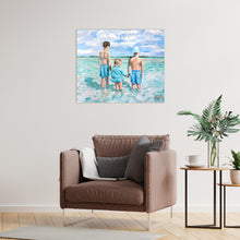 Load image into Gallery viewer, Three kids in the aqua water, a fine art print on paper
