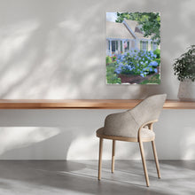 Load image into Gallery viewer, Cape house with blue hydrangea, a fine art print on paper
