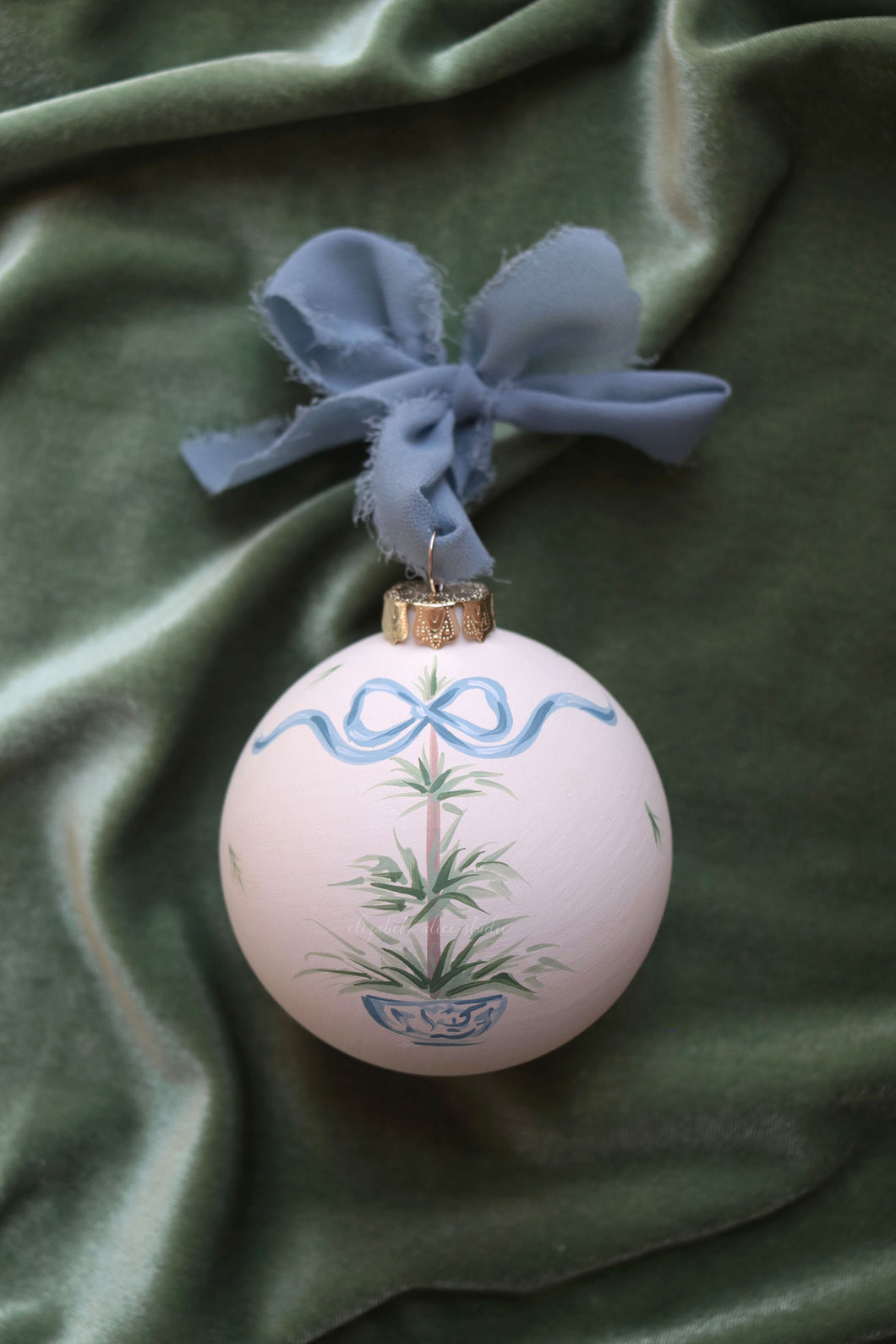 2024 blue bow tree hand-painted ornament