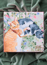 Load image into Gallery viewer, Cats on a floral chair - 6 x 6
