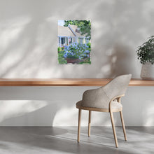 Load image into Gallery viewer, Cape house with blue hydrangea, a fine art print on paper
