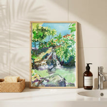 Load image into Gallery viewer, Tropical waterfall, a fine art print on paper
