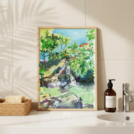 Tropical waterfall, a fine art print on paper