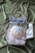 Load image into Gallery viewer, Blue bow wreath hand-painted ornament
