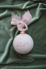 Load image into Gallery viewer, 2024 pink bow wreath hand-painted ornament
