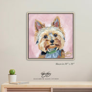 Yorkie canvas wrap, available framed