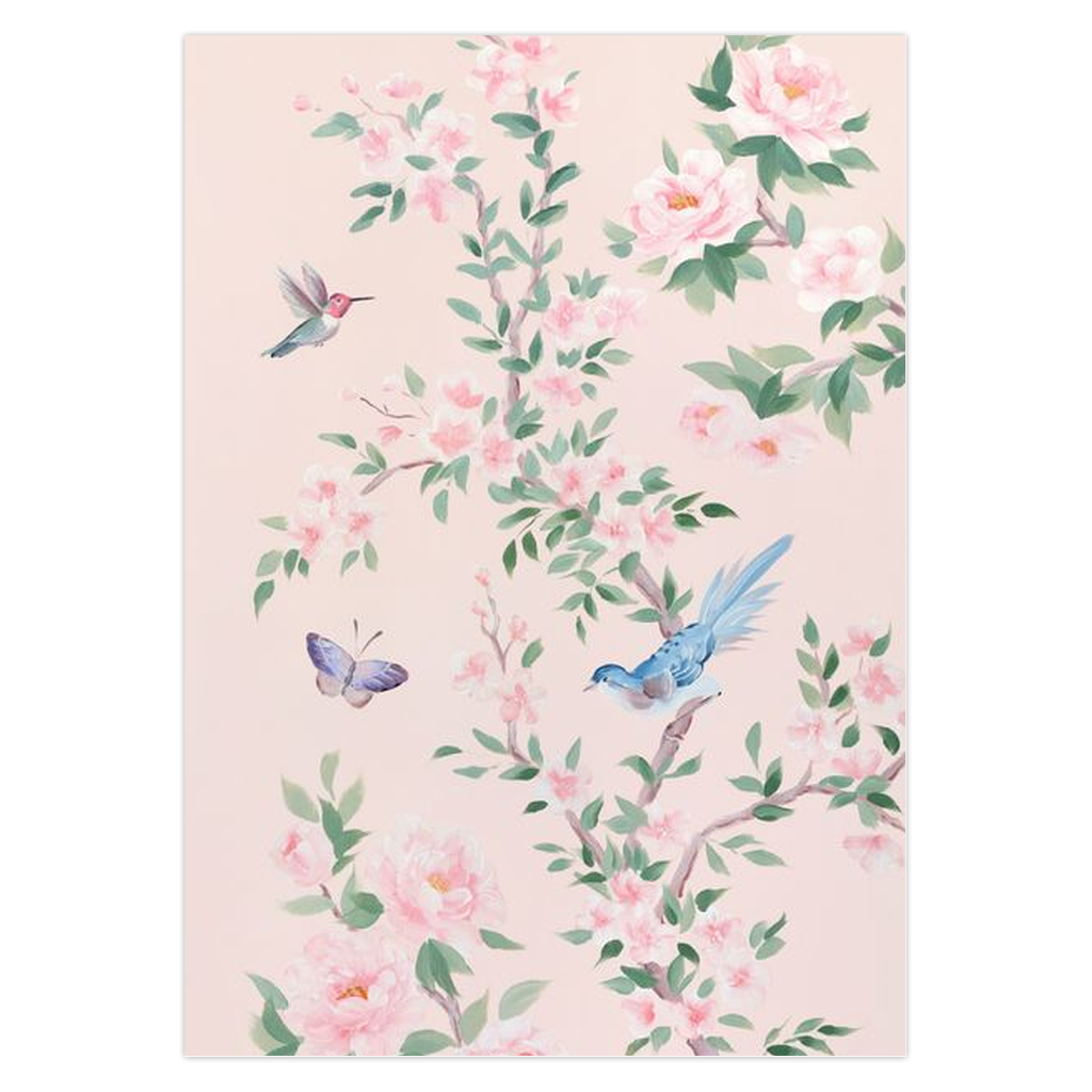 April pink chinoiserie note card set