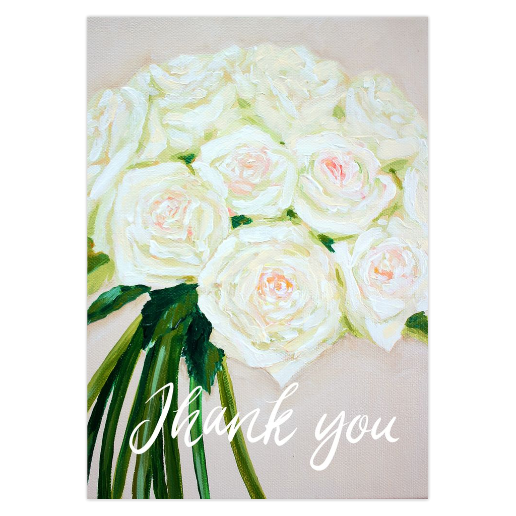 White Rose Thank You Card Set