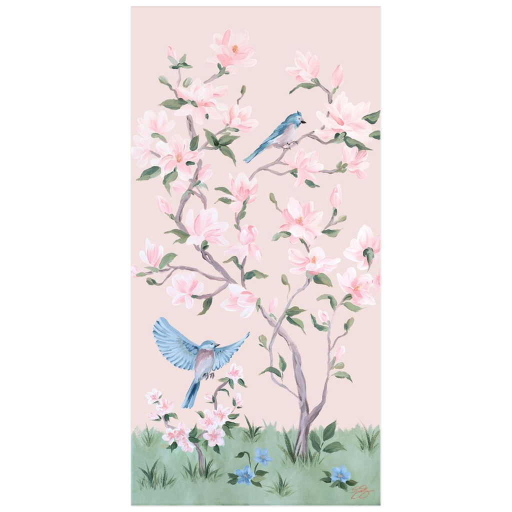 May, a pink chinoiserie fine art print on paper
