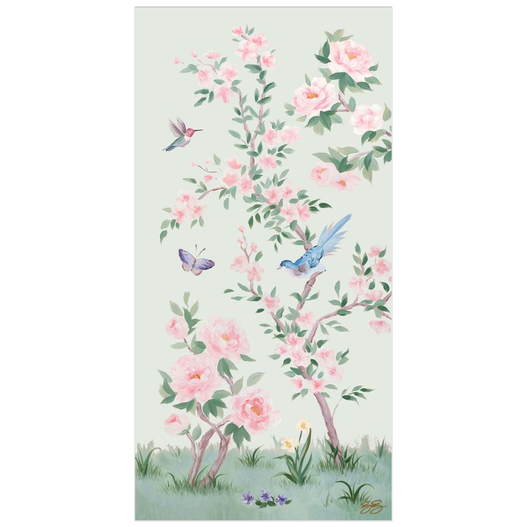 April, a green chinoiserie fine art print on paper