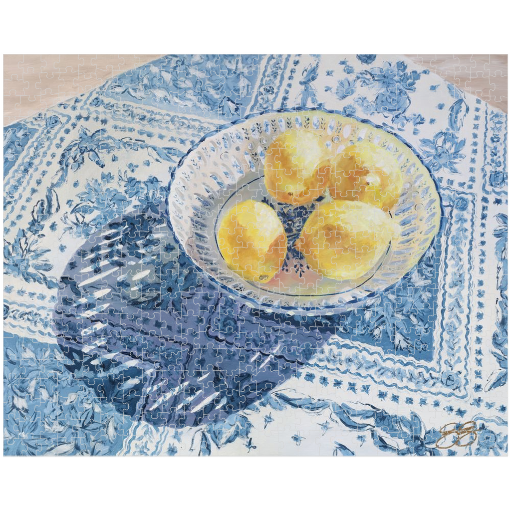Patterned Shadow (lemons in blue and white bowl) jigsaw puzzle