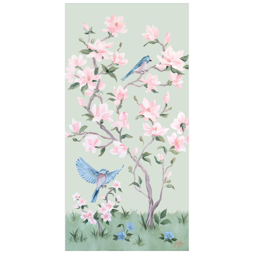 May, a green chinoiserie fine art print on paper