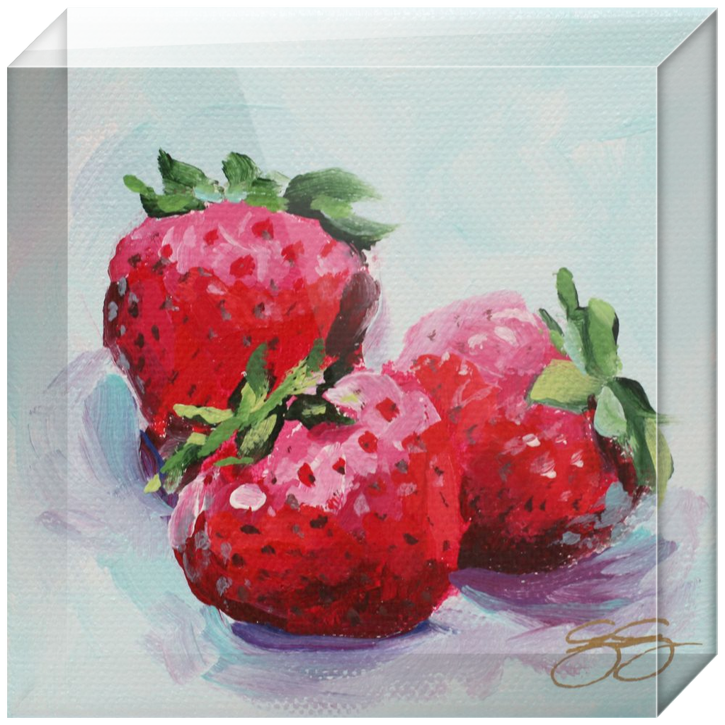 Strawberries acrylic block