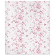 Load image into Gallery viewer, Minky blanket, Betsy chinoiserie pink and white trees
