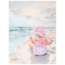 Load image into Gallery viewer, Beach babies: pink bonnet, a fine art print on paper
