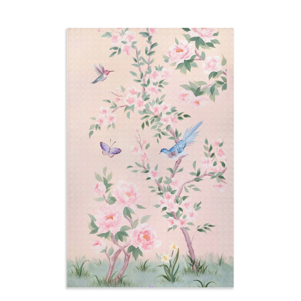 April pink chinoiserie Dish Towel