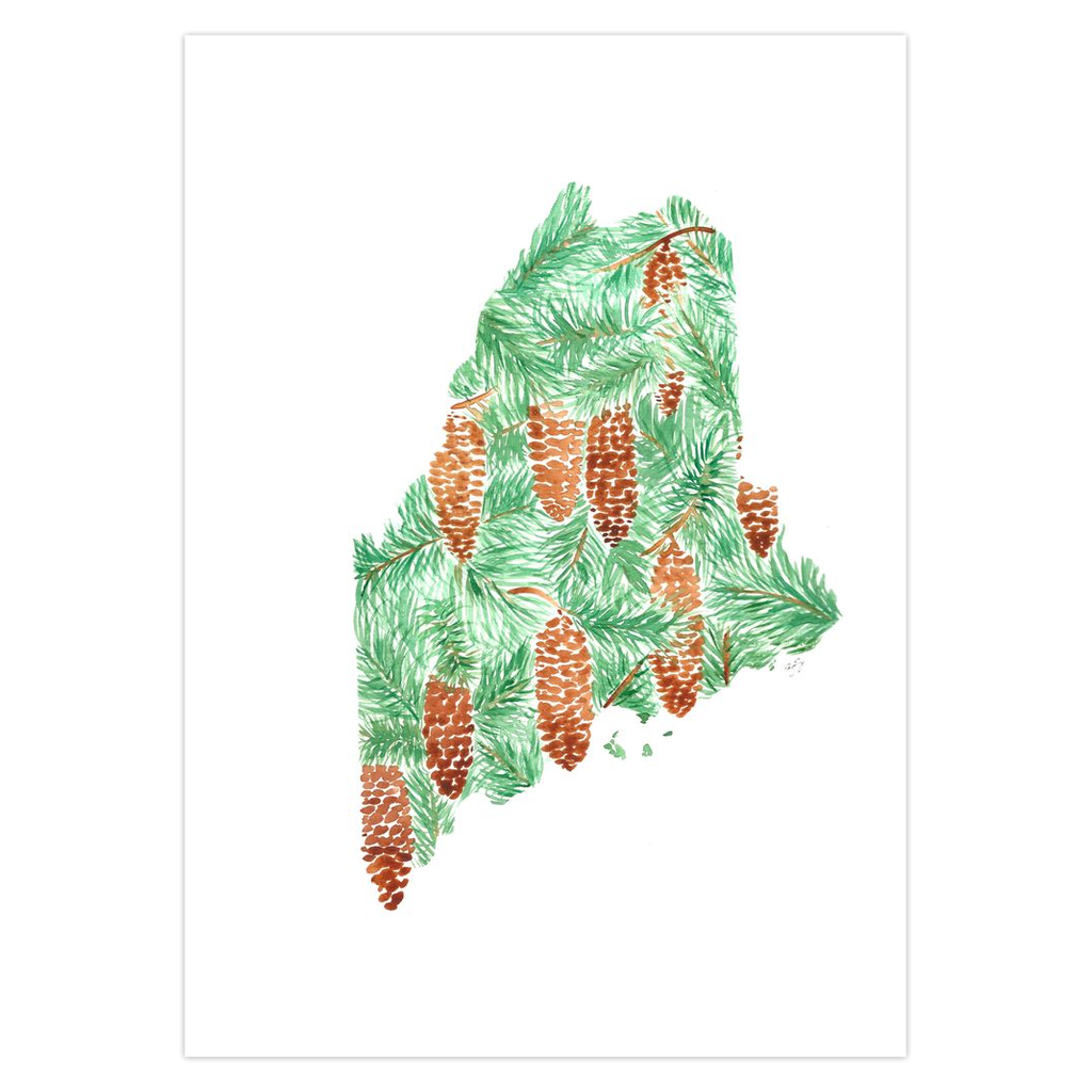 Maine White Pine Cone and Tassel note card set