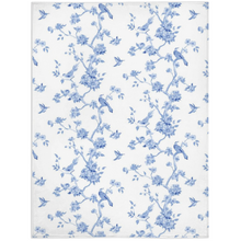 Load image into Gallery viewer, Minky blanket, Betsy chinoiserie blue and white trees
