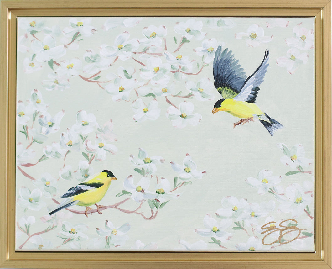 Goldfinch and Dogwood - 11 x 14