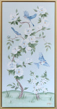 Load image into Gallery viewer, Bluebirds and Peonies - 21 x 41 framed
