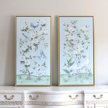 Load image into Gallery viewer, Cranes and Gardenias - 21 x 41 framed
