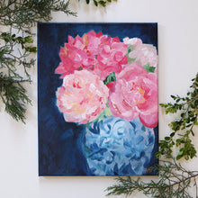 Load image into Gallery viewer, Pink and navy chinoiserie floral - 11 x 14
