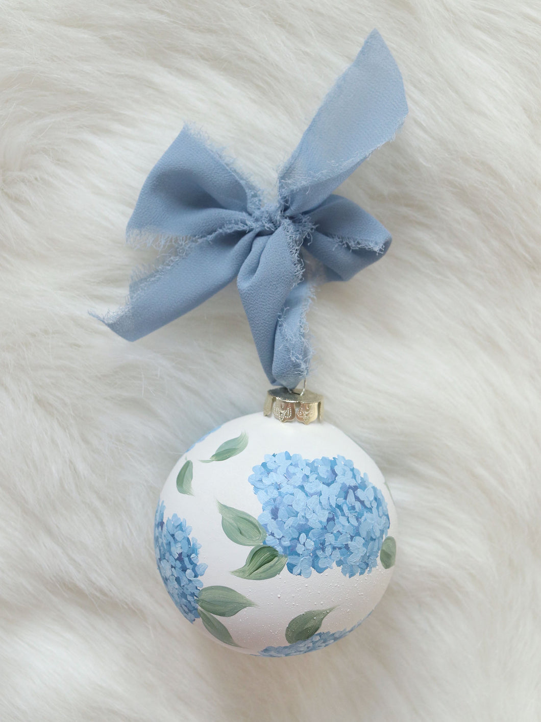Blue hydrangea hand-painted ornament