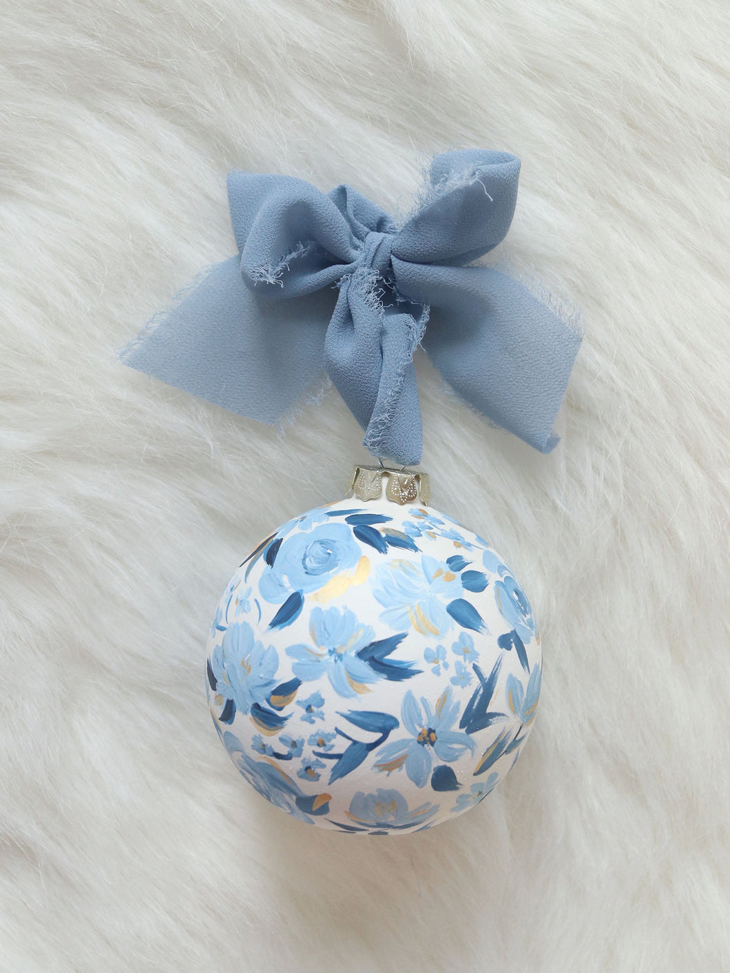 Blue floral hand-painted ornament